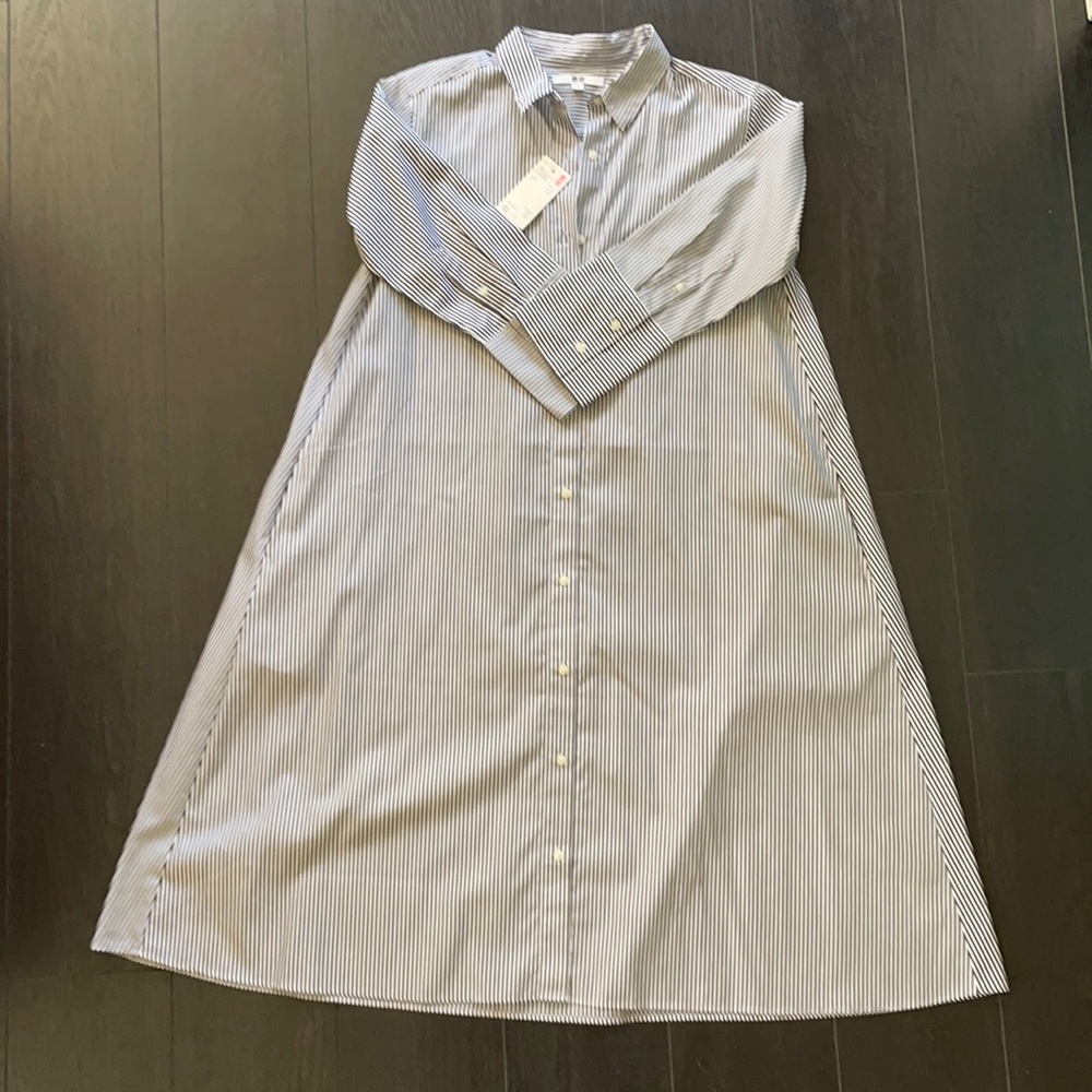 Uniqlo midi shirt dress with pockets XS
